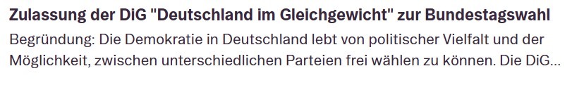 Zulassung der DiG zur Bundestagswahl